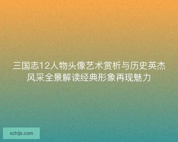 三国志12人物头像艺术赏析与历史英杰风采全景解读经典形象再现魅力